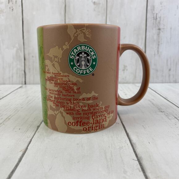 VTG 2006 Starbucks Brown/Green Origin of Coffee Bean Collectible Mug 14 fl oz - Picture 1 of 9